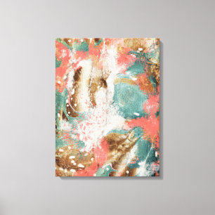 Het moderne Blauwgroen Gouden Wit van het Canvas Afdruk
