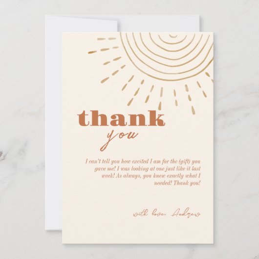 Het moderne Boho hier komt het Son Baby shower Bedankkaart (Voorkant)