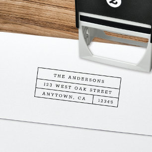 Het Moderne Boxed Adres van de Terugkeer van Info Zelfinktende Stempel