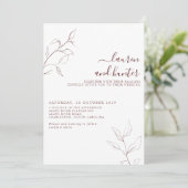 Het moderne Burgundy Script Botanical Photo Weddin Kaart (Staand voorkant)