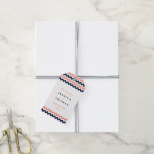 Het moderne Chevron Wedding Collectie - Roze en ma Cadeaulabel