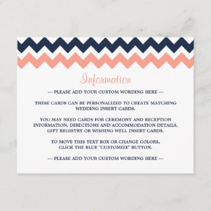 Het moderne Chevron Wedding Collectie - Roze en ma Informatiekaartje