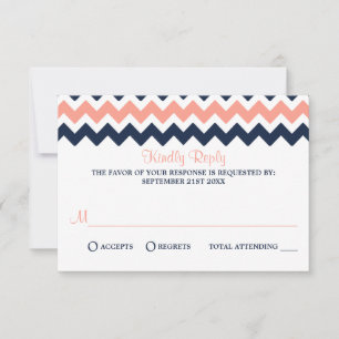 Het moderne Chevron Wedding Collectie - Roze en ma RSVP Kaartje