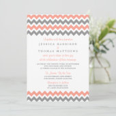 Het moderne Chevron Wedding Collectie - Roze & gri Kaart (Staand voorkant)