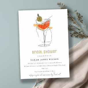 Het moderne Cocktail Wine Line Tekening Vrijgezell Kaart
