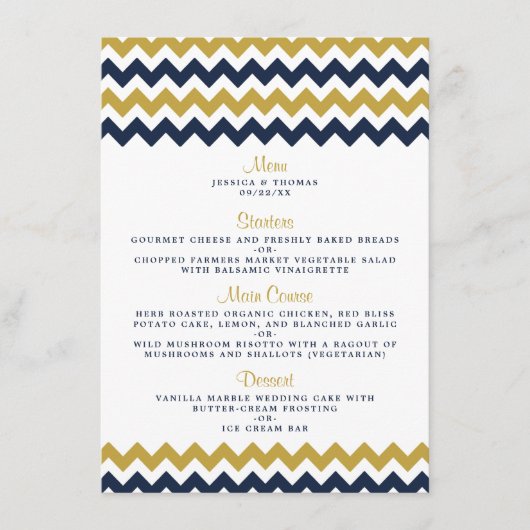 Het moderne Collectie van de Chevron Wedding - mar Menu (Voorkant)