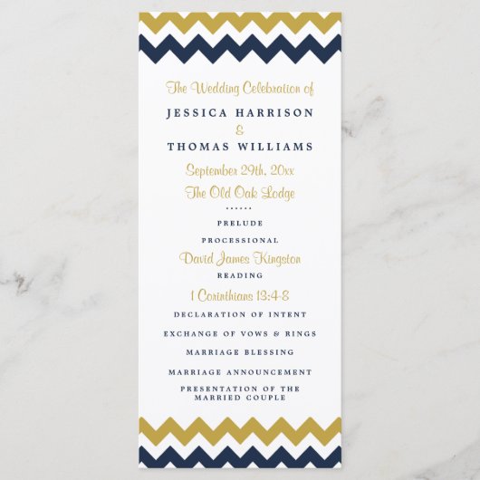 Het moderne Collectie van de Chevron Wedding - mar Programma (Voorkant)