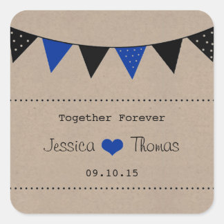 Het moderne Collectie van het Blauwe Bunting Weddi Vierkante Sticker