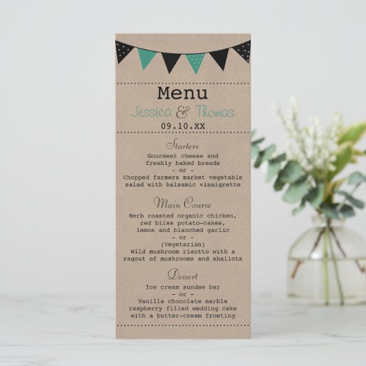 Het moderne Collectie van het Bunting Wedding van  Menu (Staand voorkant)