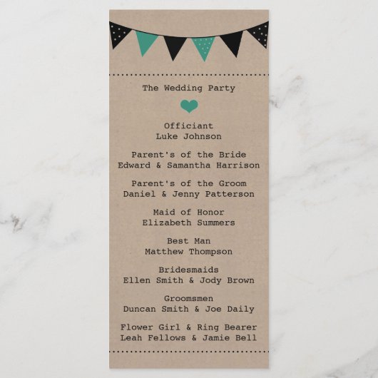 Het moderne Collectie van het Bunting Wedding van  Programma (Achterkant)