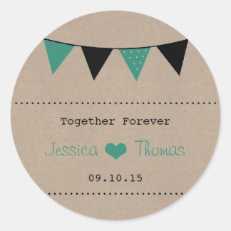 Het moderne Collectie van het Bunting Wedding van  Ronde Sticker