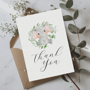 Het moderne Elephant Greenery Baby shower Bedankkaart
