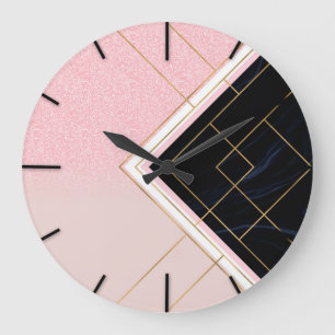 Het moderne Geometrische Roze Gouden Ontwerp van Grote Klok