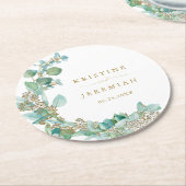 Het moderne gouden script Eucalyptus Waterverf bru Ronde Kartonnen Onderzetter (Gebogen)