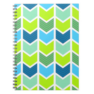 Het moderne Groene en Blauwe Geometrische Patroon Notitieboek