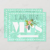 Het moderne Huwelijk van het Damast van de Munt Briefkaart (Voorkant / Achterkant)