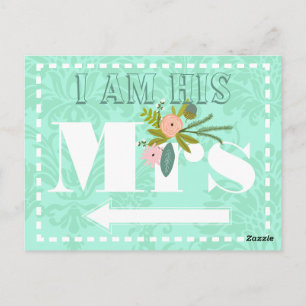 Het moderne Huwelijk van het Damast van de Munt Briefkaart