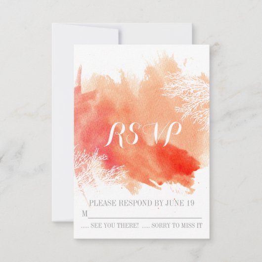 Het moderne koraalrif van de waterverf RSVP antwoo Kaartje (Voorkant)