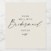 Het moderne Manuscript Bridesmaid- Voorstel Wijnet Wijn Etiket (Enkel label)