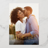 Het moderne manuscript één foto verticaal sparen d folie uitnodiging (Voorkant)