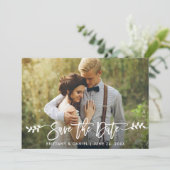 Het moderne Manuscript van de Borstel verlaat Foto Save The Date (Staand voorkant)