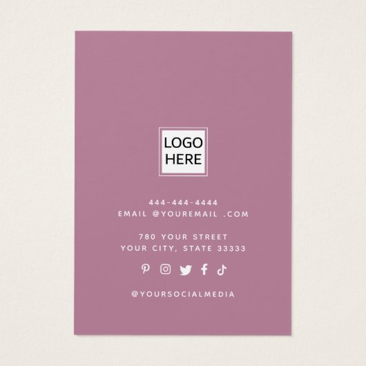 Het moderne manuscript voegt logo witte oorringpas visitekaartje (Achterkant)