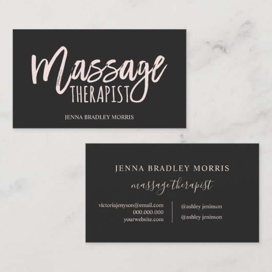 Het moderne massagetherapeutisch script blauw roze visitekaartje (Voorkant / Achterkant)