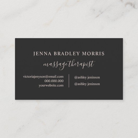 Het moderne massagetherapeutisch script blauw roze visitekaartje (Achterkant)