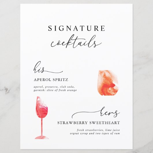 Het Moderne Menu van de Drink van de Ondertekening (Voorkant)