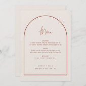 Het moderne Minimale Manuscript Terracotta Wedding Menu (Voorkant / Achterkant)
