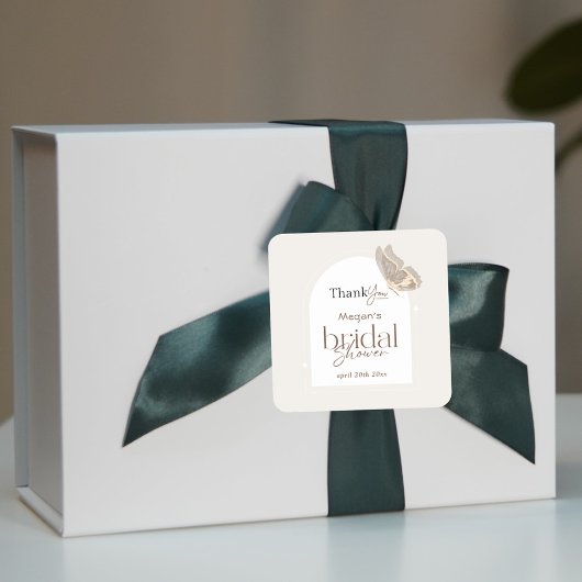 Het moderne minimalistische Beige Butterfly Vrijge Vierkante Sticker