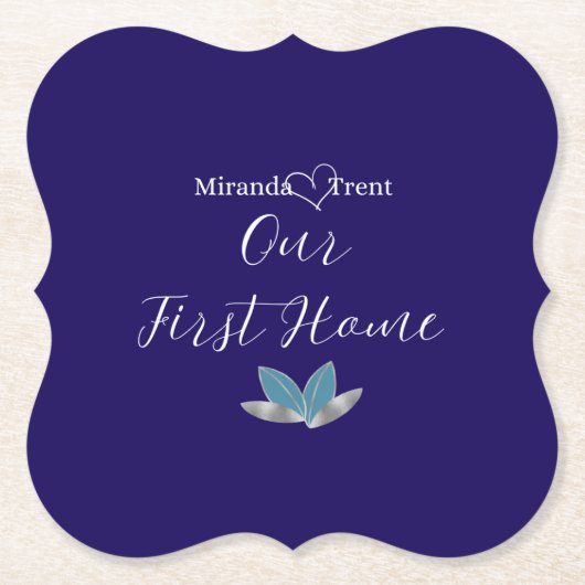 Het moderne Navy Blue Housewarming Onderzetter (Voorkant)