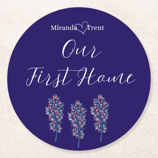 Het moderne Navy Blue Housewarming Onderzetter (Voorkant)