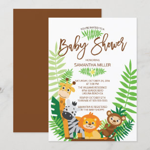 Het moderne Oerwoud Safari Baby shower Kaart