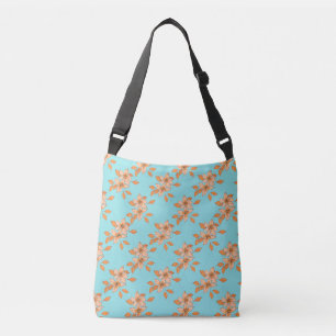 Het moderne Oranje bloemenpatroon Crossbody Tas