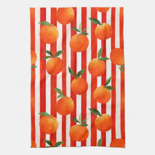 Het moderne oranje fruitpatroon theedoek