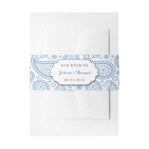 Het moderne Paisley Wedding Collectie - Blauw Uitnodigingen Wikkel