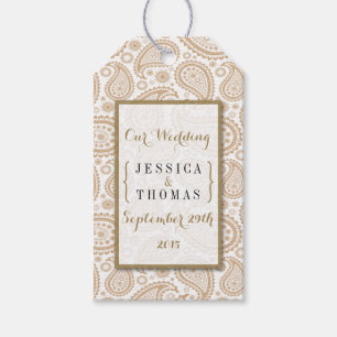 Het moderne Paisley Wedding Collectie - Bruin Cadeaulabel