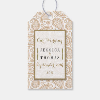 Het moderne Paisley Wedding Collectie - Bruin Cadeaulabel