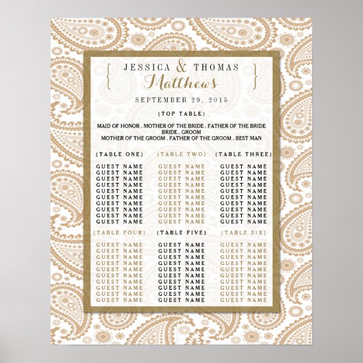 Het moderne Paisley Wedding Collectie - Bruin Poster (Voorkant)