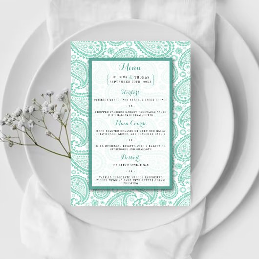 Het moderne Paisley Wedding Collectie - Groen Menu