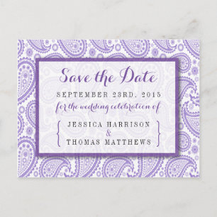 Het moderne Paisley Wedding Collectie - Paars Aankondigingskaart