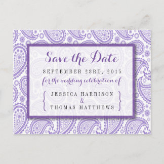 Het moderne Paisley Wedding Collectie - Paars Aankondigingskaart