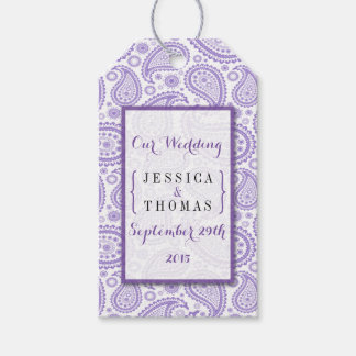 Het moderne Paisley Wedding Collectie - Paars Cadeaulabel