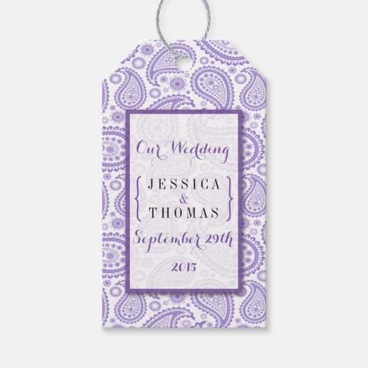 Het moderne Paisley Wedding Collectie - Paars Cadeaulabel (Voorkant)