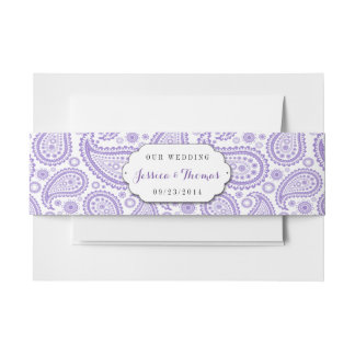 Het moderne Paisley Wedding Collectie - Paars Uitnodigingen Wikkel