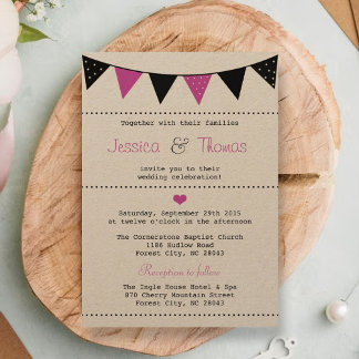 Het moderne roze Collectie van het Bunting Wedding Kaart