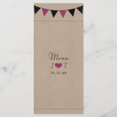 Het moderne roze Collectie van het Bunting Wedding Menu (Achterkant)