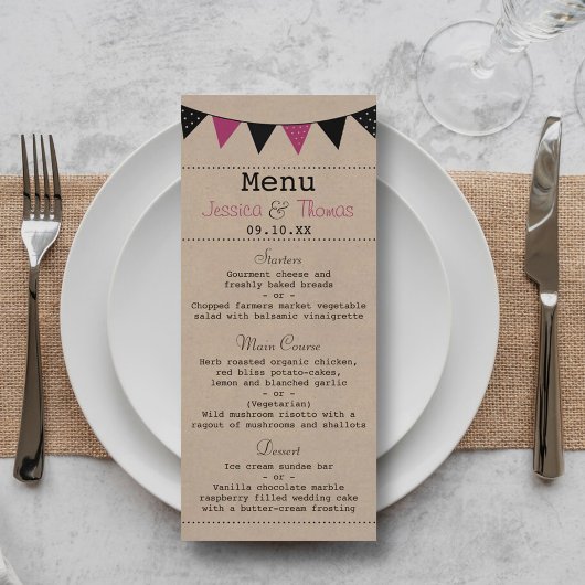 Het moderne roze Collectie van het Bunting Wedding Menu