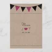 Het moderne roze Collectie van het Bunting Wedding Menu (Achterkant)